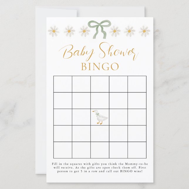 Jogo de Bingo de Chá de Bebê Xadrez Verde Silly Go (Frente)