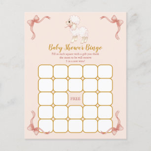 Jogo de Bingo de Chá de fraldas de Lamb Rosa