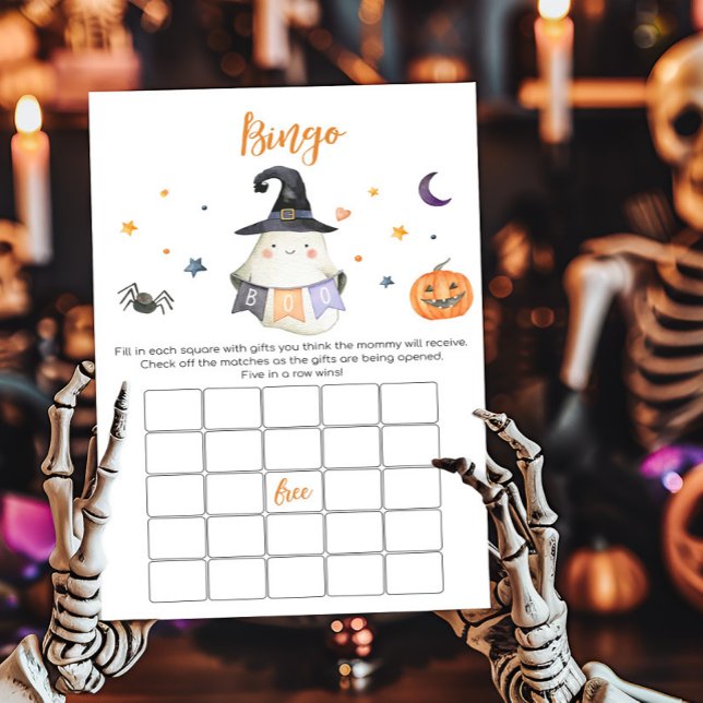 Jogo de Bingo de Chá de fraldas do Pequeno Fantasm (Little Boo Baby Shower Bingo Game)