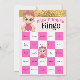 Jogo De Bingo De Chá de fraldas Dourado, Rosa E Be
