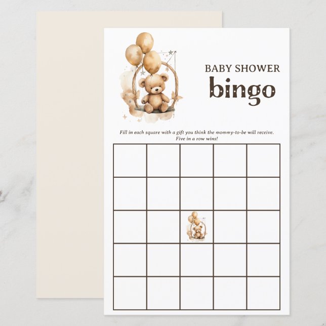 Jogo de Bingo de Chá de fraldas Neutro para o Sexo (Frente/Verso)