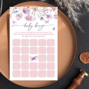 Jogo de Bingo de Chá de fraldas Rosa e Roxo