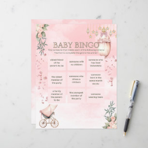 Jogo de Bingo de Chá de fraldas Rosa Floral