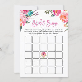 Jogo de Bingo de Chá de Noiva | Floral Rosa Aquare