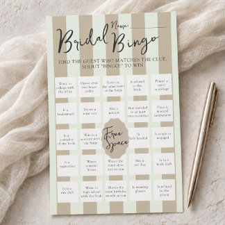 Jogo de Bingo de Chá de Noiva Listrado Encontre o
