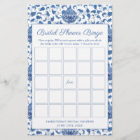 Jogo De Bingo De Chá de panela Azul E Branco