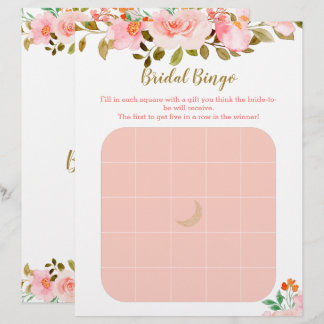 Jogo de Bingo de Chá de panela Floral Rosa Blush