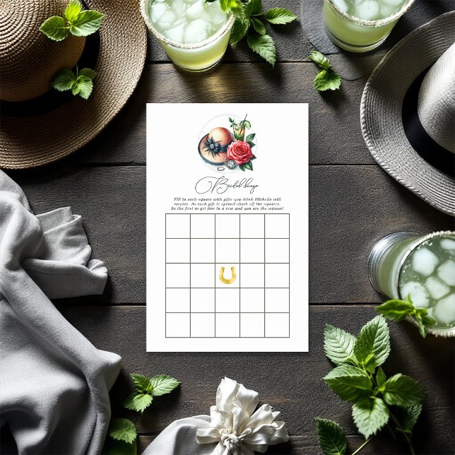 Jogo de Bingo de Chá de panela inspirado na Derby (Derby-Inspired Bridal Shower Bingo Game)