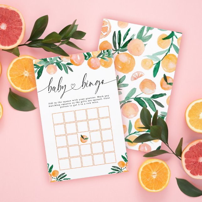 Jogo de Bingo de Chuveiro de Bebê Laranja Cítrico (Criador carregado)