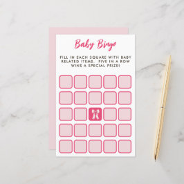 Jogo de Bingo de Laço Rosa para Chás de Bebê