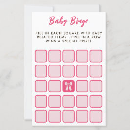 Jogo de Bingo de Laço Rosa para Chás de Bebê