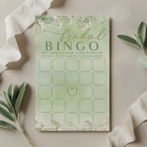 Jogo de Bingo de Noiva com Flores Silvestres Verde