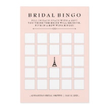 Jogo de Bingo de Noiva Paris Elegance para Chá de 