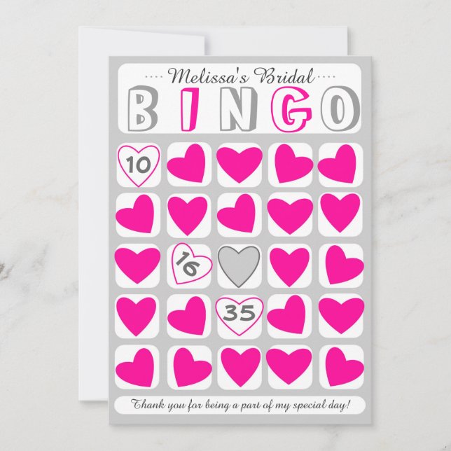 Jogo de bingo de noiva personalizável cartão rosa  (Frente)