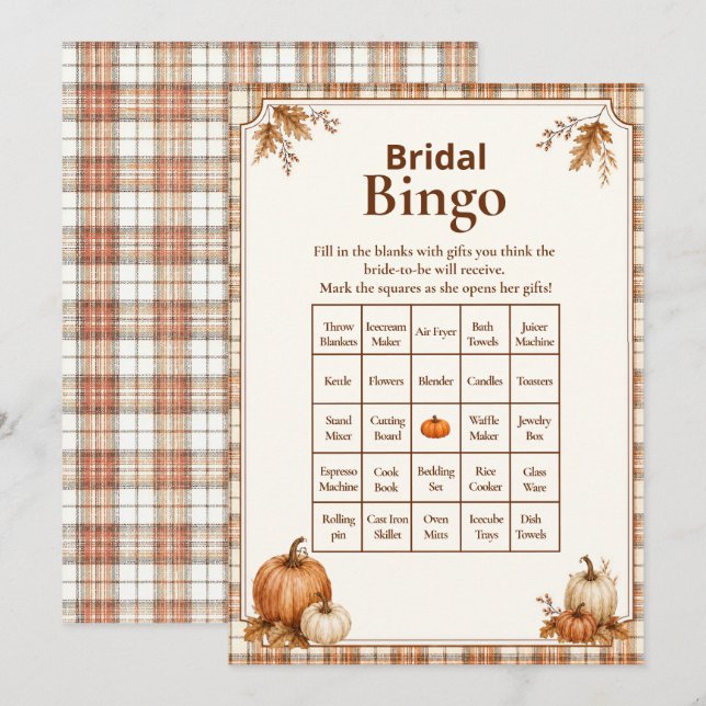 Jogo de Bingo de Noivado com Xadrez de Abóbora Edi (Frente/Verso)