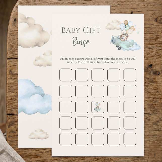 Jogo de Bingo de Presente de Bebê Urso de Pelúcia  (Baby Shower Gift Bingo Game We Can Bearly Wait Boy)