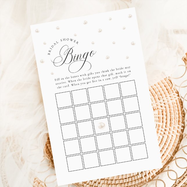 Jogo de Bingo de Presente de Chá de Noiva Pérola C (Criador carregado)