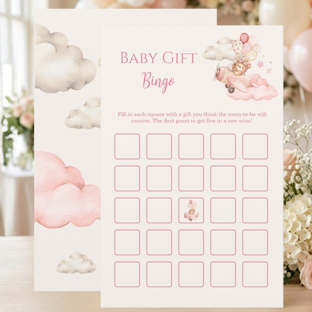 Jogo de Bingo de Presentes para Chás de Bebê Bearl (We Can Bealy Wait Tedd Bear Gift Bingo Game | Girl Baby Shower)