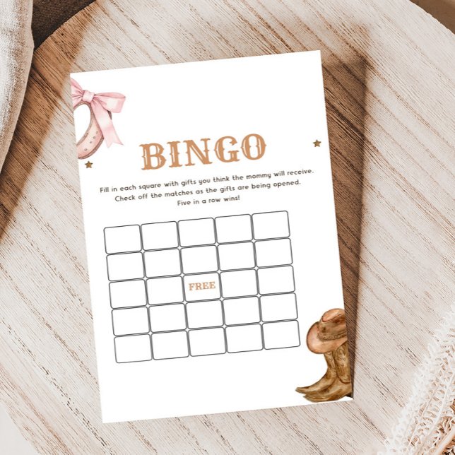 Jogo de Bingo de Revelação de Gênero Botas e Laços (Western Boots and Bows Game)