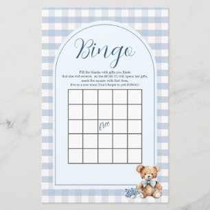 Jogo de Bingo de Roupas de Bebê Urso Xadrez para C