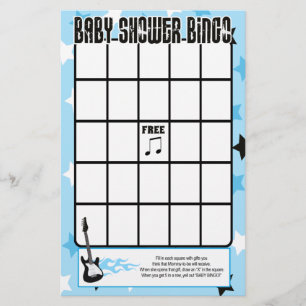 Jogo de Bingo do Chá de fraldas Blue Rock Star