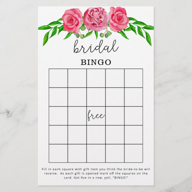 jogo de bingo do chá de panela rosa (Frente)