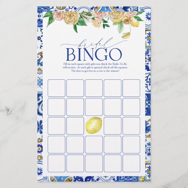 Jogo de Bingo do Chá Limão do Mediterrâneo Elegant (Frente)
