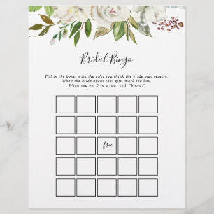 Jogo de Bingo Floral Bridal de Peony Branca