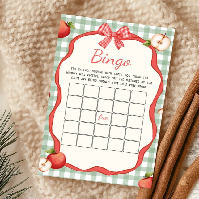 Jogo de Bingo Gingham Apple of Our Eye (Apple of Our Eye Baby Shower Bingo Game)