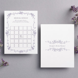 Jogo de 'Bingo Nupcial' Floral Lavanda para Chá de