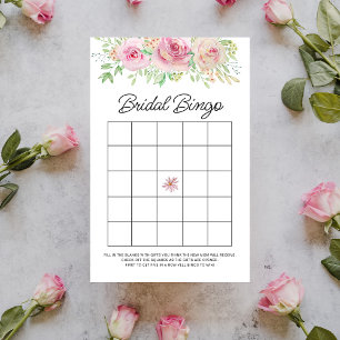 Jogo de Bingo Nupcial Floral Rosa Elegante