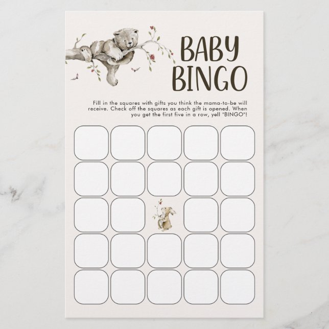 Jogo de Bingo para Bebê Urso (Frente)
