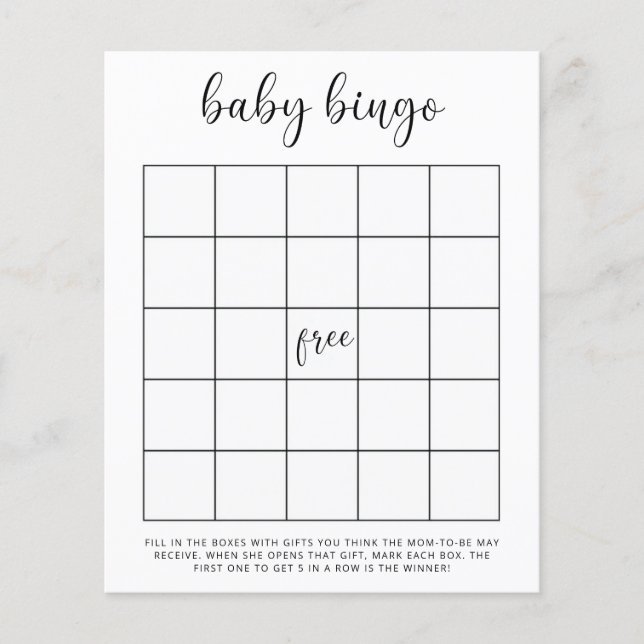 Jogo de bingo para chá de bebê (Frente)