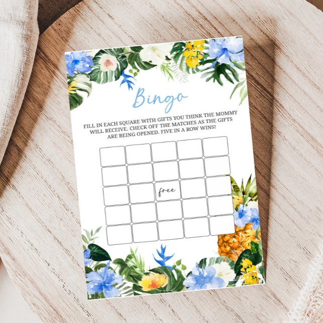 Jogo de Bingo para Chá de Bebê Abacaxi Aloha (Aloha Baby Baby Shower Game)