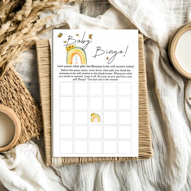 Jogo de Bingo para Chá de Bebê Boho Arco-Íris com  (Criador carregado)
