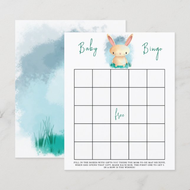 Jogo de bingo para chá de bebê Bunny Baby (Frente/Verso)