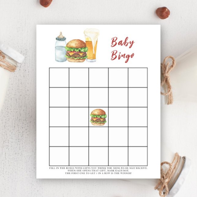 Jogo de bingo para chá de bebê Burgers and Brewing (Criador carregado)