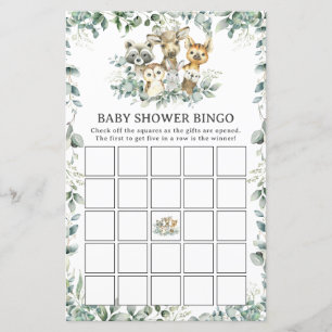 Jogo de Bingo para Chá de Bebê com Animais da Flor