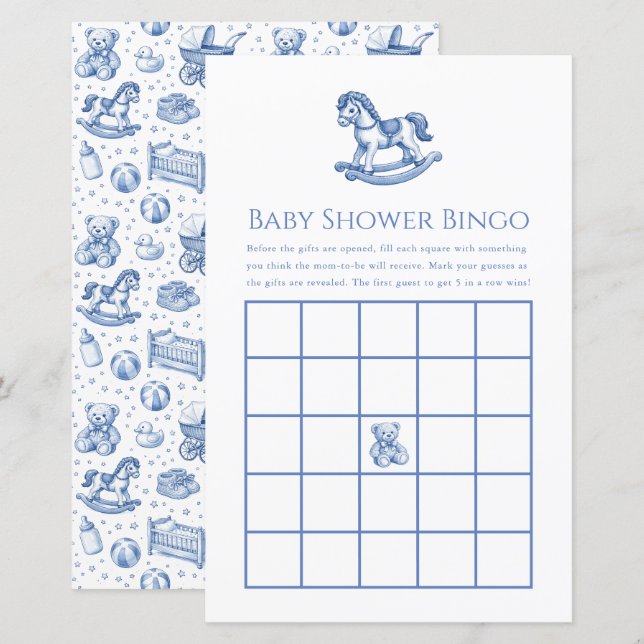 Jogo de Bingo para Chá de Bebê com Cavalo de Balan (Frente/Verso)