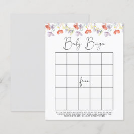 Jogo de bingo para chá de bebê com flores silvestr