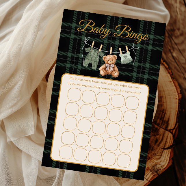 Jogo de Bingo para Chá de Bebê com Urso Fofo e Xad (Criador carregado)
