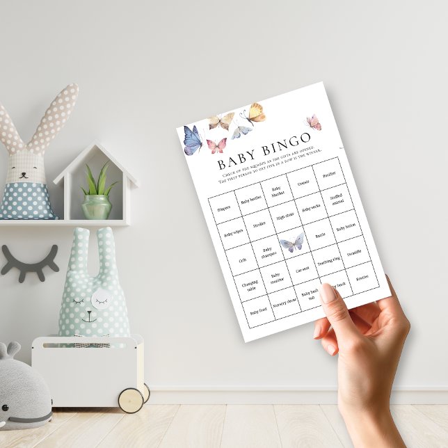Jogo de Bingo para Chá de Bebê da Menina Borboleta (Butterfly Girl Baby Shower Bingo Game)