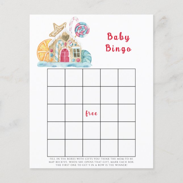Jogo de bingo para chá de bebê de casa de gengibre (Frente)