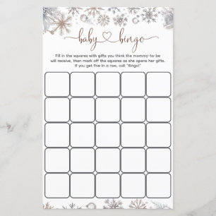Jogo de Bingo para Chá de Bebê de Inverno