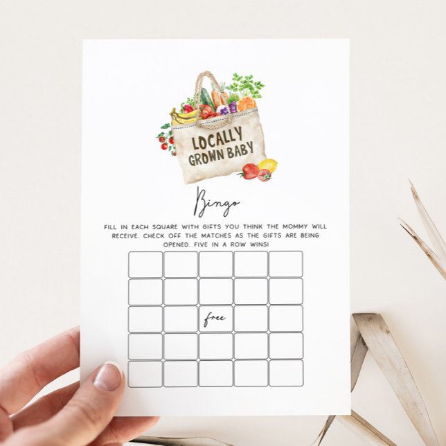 Jogo de Bingo para Chá de Bebê de Produtos Locais (Locally Grown Baby Shower Game)