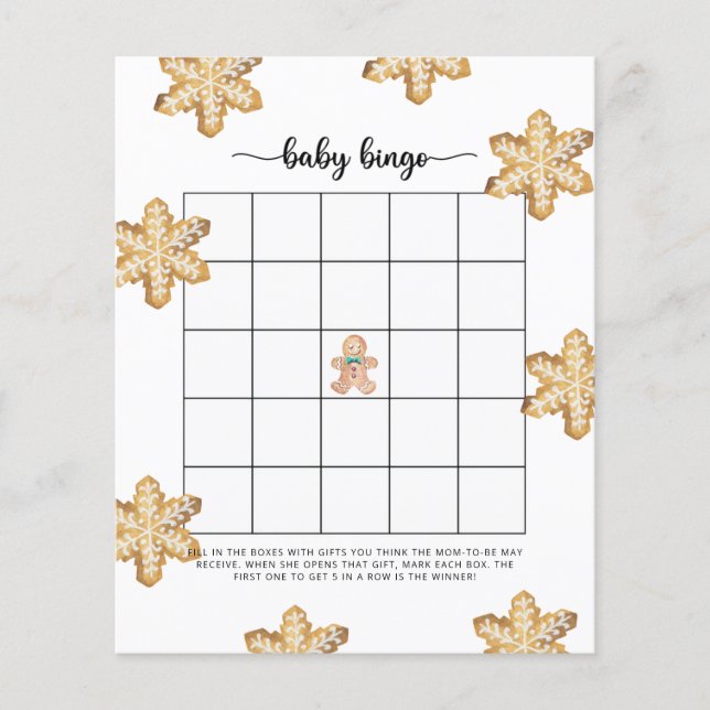 Jogo de bingo para chá de bebê do Biscoito de Geng (Frente)
