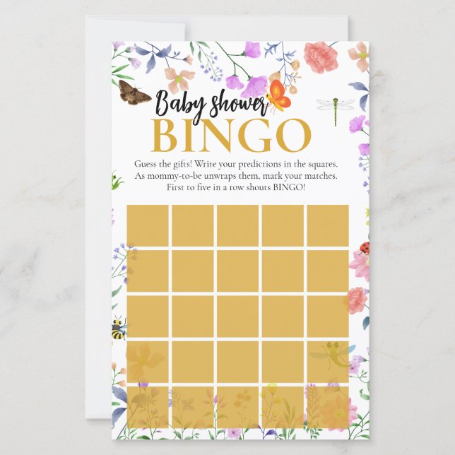 Jogo de Bingo para Chá de Bebê Little Love Bug (Frente)