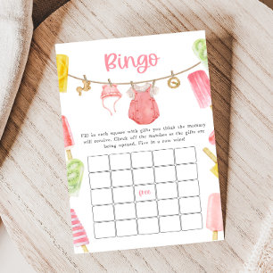 Jogo de Bingo para Chá de Bebê Menina Picolé