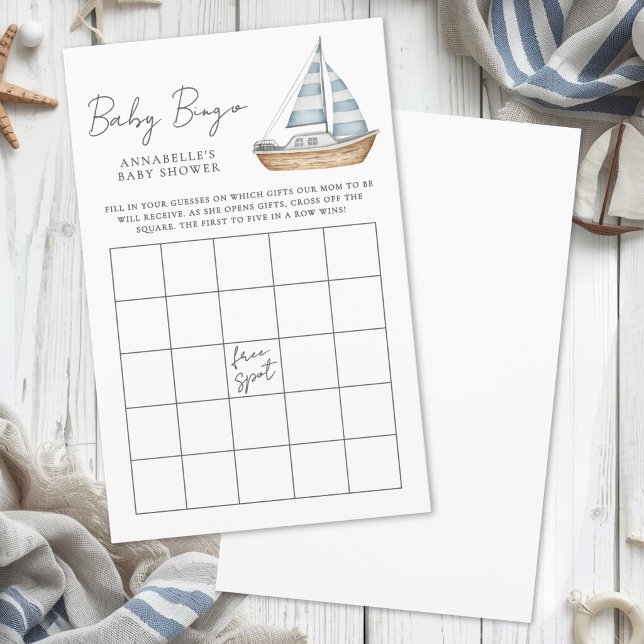 Jogo de Bingo para Chá de Bebê Náutico (Nautical Baby Shower Bingo Game)