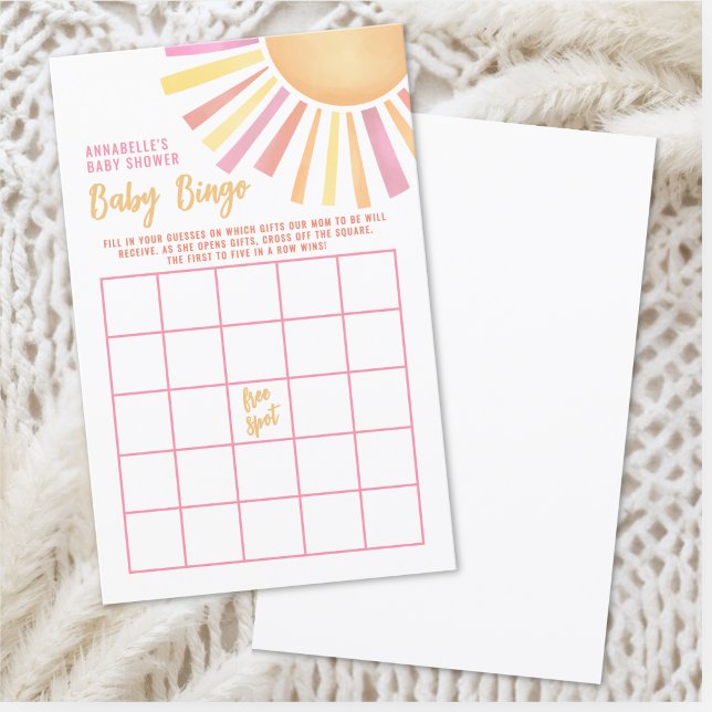 Jogo de Bingo para Chá de Bebê Sol (Sun Baby Shower Bingo Game )